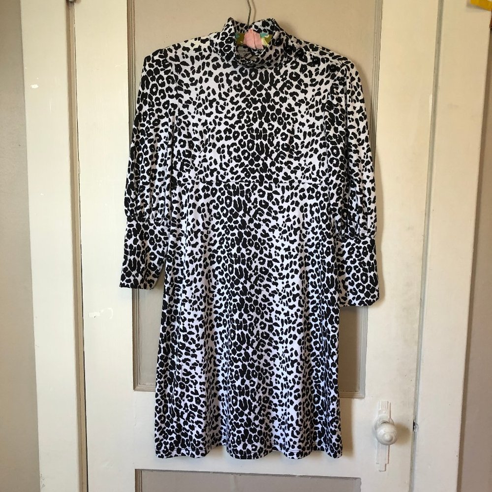 E.C. Star Leopard Print 3/4 Sleeve Retro Dress
